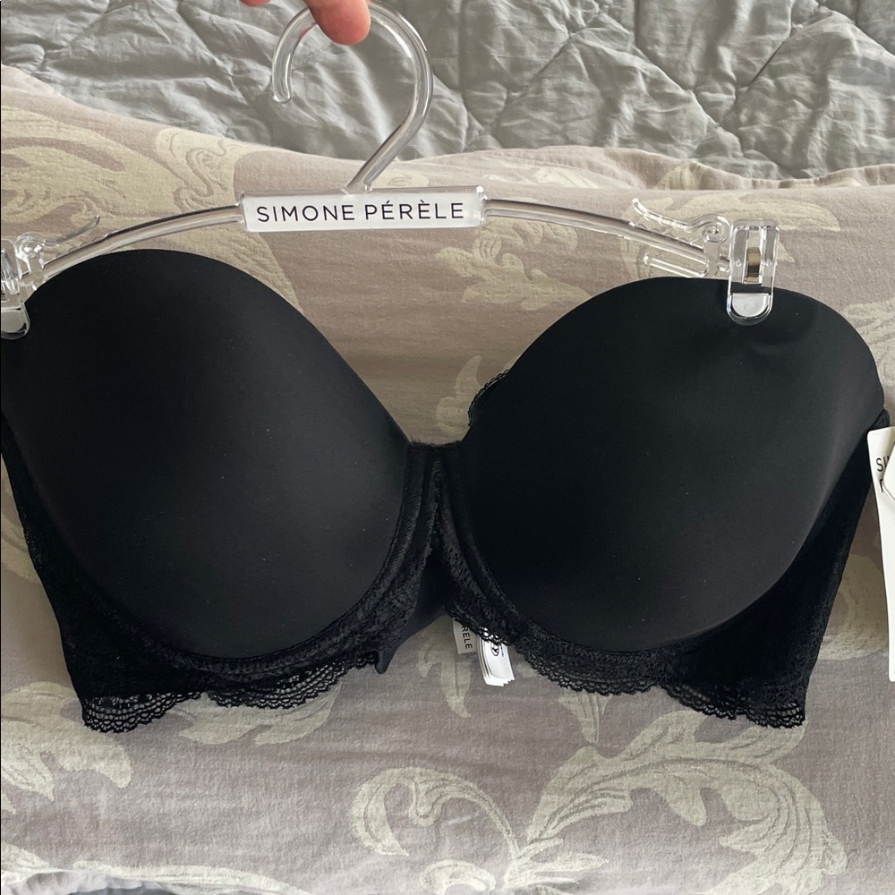 Simone Perele Black Lace Strapless Bra